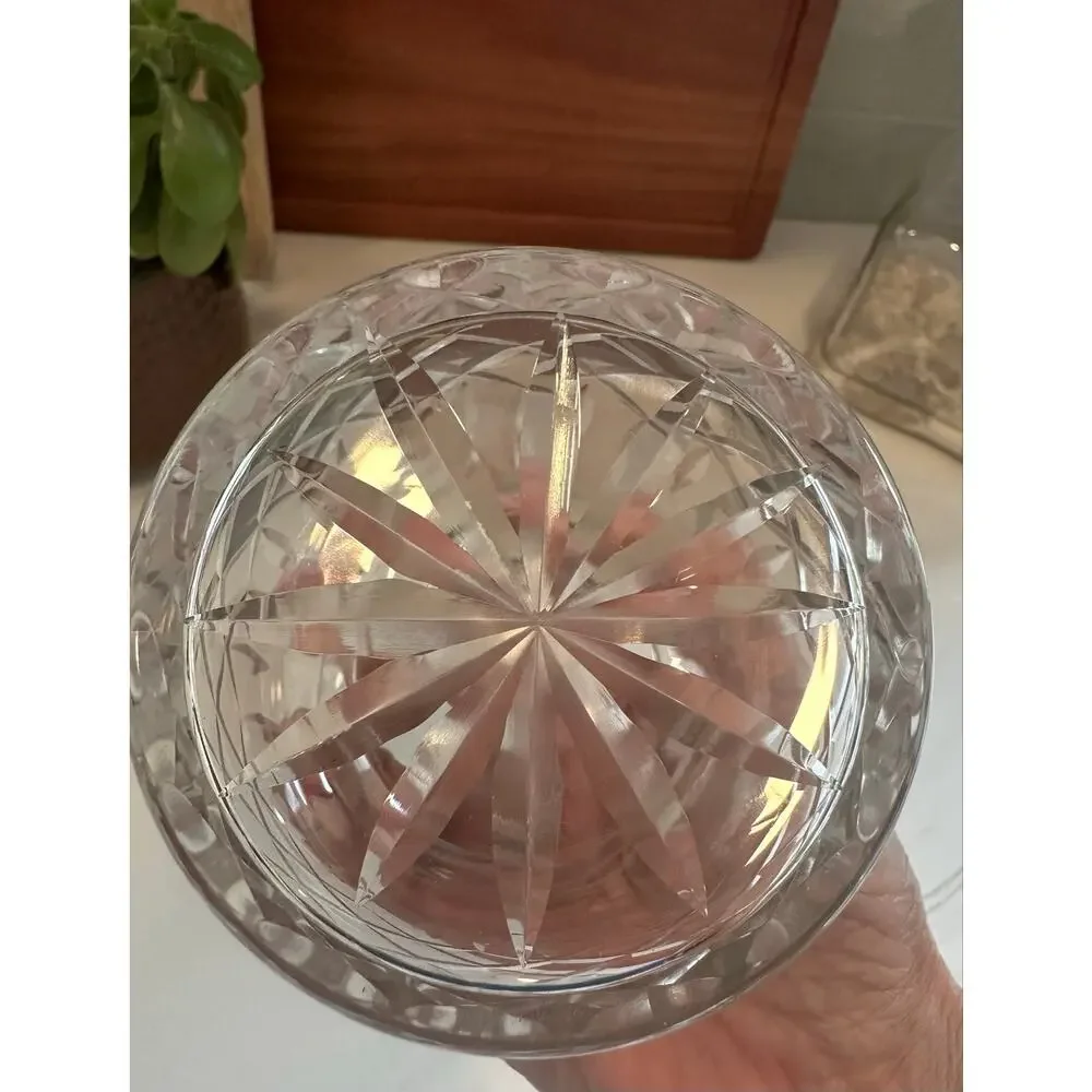 Vintage Hungarian Hand Cut Crystal Jam Honey Jar Lidded Ball Finial 4.5